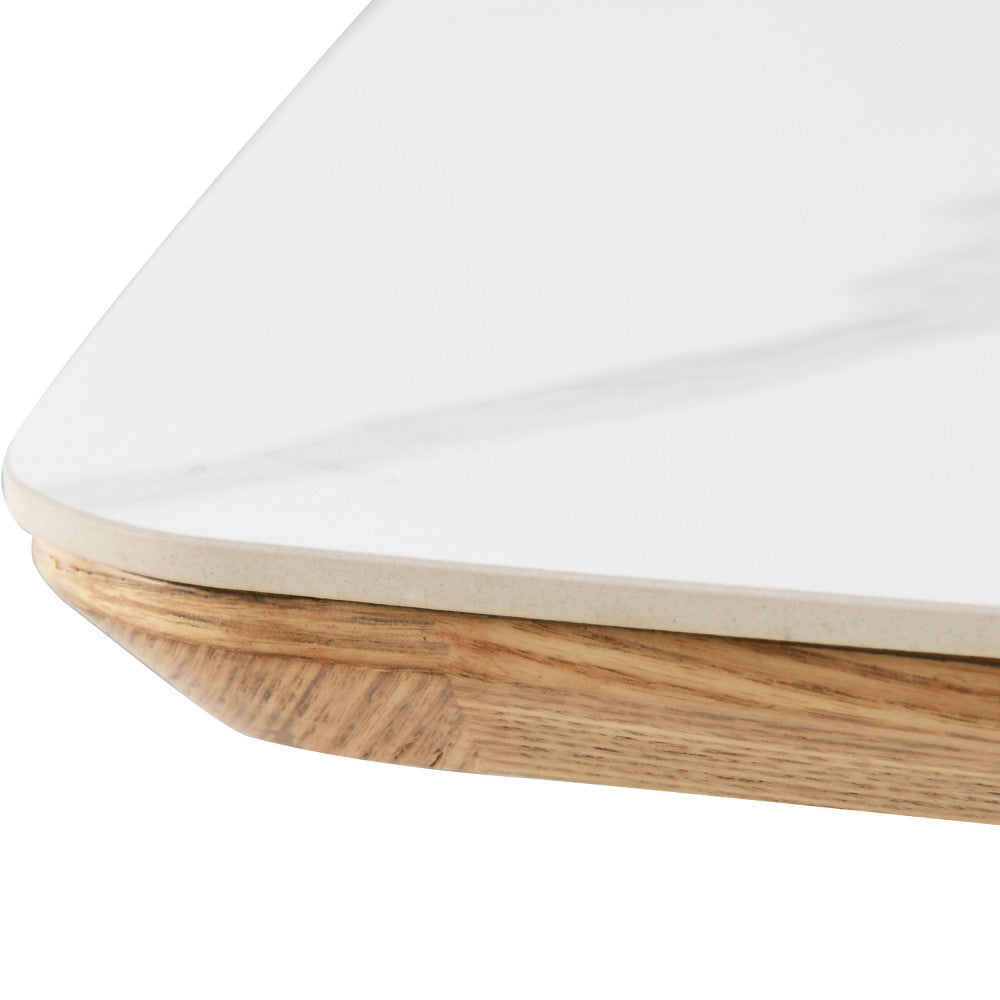 Table à manger DRAWER Reno 8 personnes effet marbre et bois