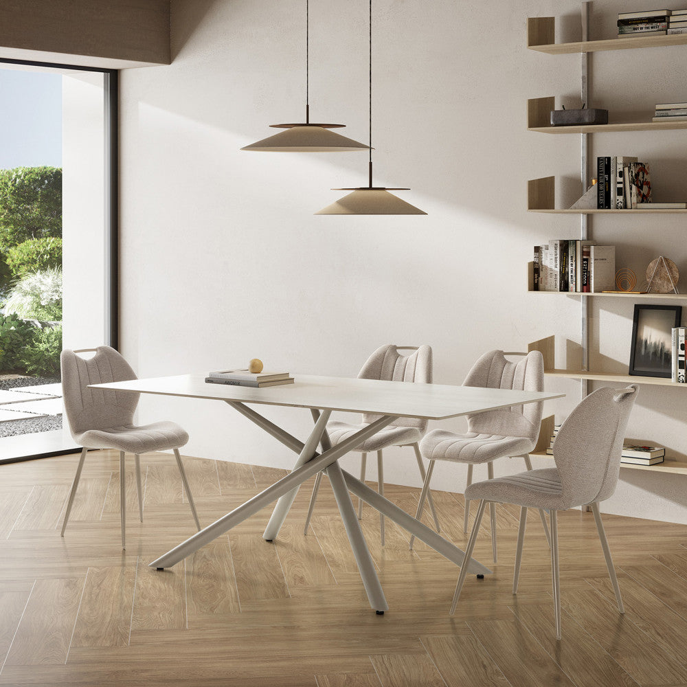 Table à manger DRAWER Vika 8 personnes en céramique et métal