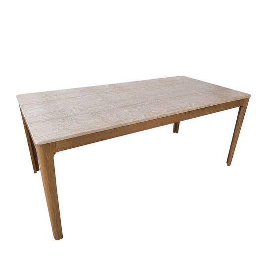 Table à manger Kielce 8 personnes effet travertin et bois Drawer - Léger défaut