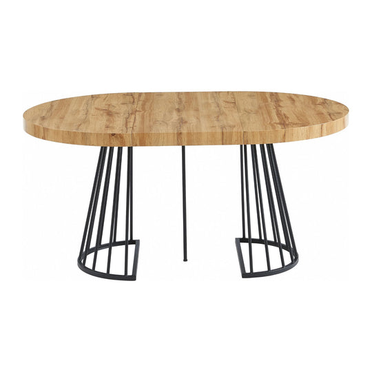 Table à manger extensible 2 à 12 personnes VENTE UNIQUE Firela en MDF et acier naturel et noir