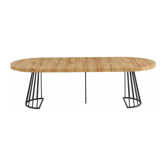 Table à manger extensible 2 à 12 personnes VENTE UNIQUE Firela en MDF et acier naturel et noir