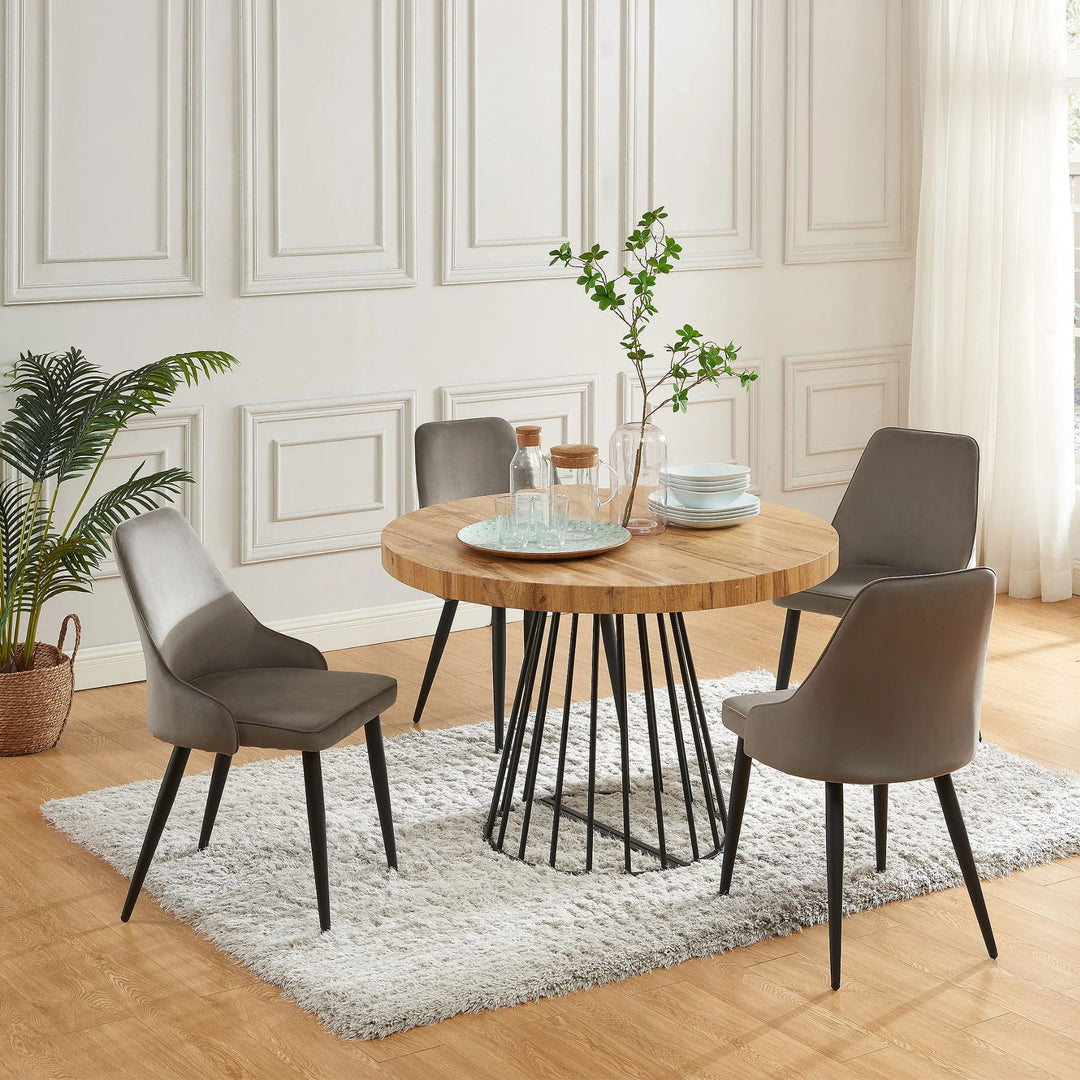 Table à manger extensible 2 à 12 personnes VENTE UNIQUE Firela en MDF et acier naturel et noir
