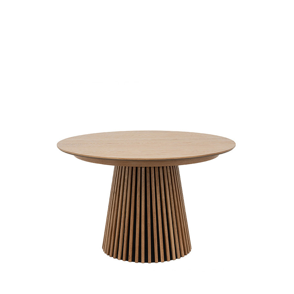 Table à manger extensible DRAWER Lea 4 à 8 personnes en bois clair ø120-200x120cm