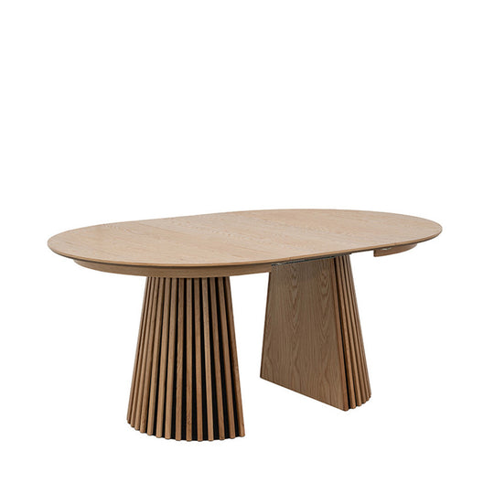 Table à manger extensible DRAWER Lea 4 à 8 personnes en bois clair ø120-200x120cm
