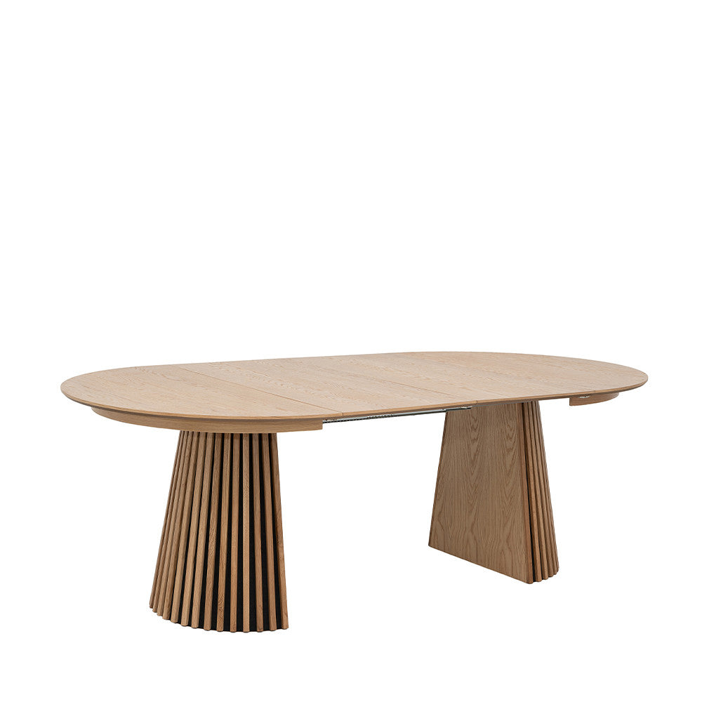 Table à manger extensible DRAWER Lea 4 à 8 personnes en bois clair ø120-200x120cm