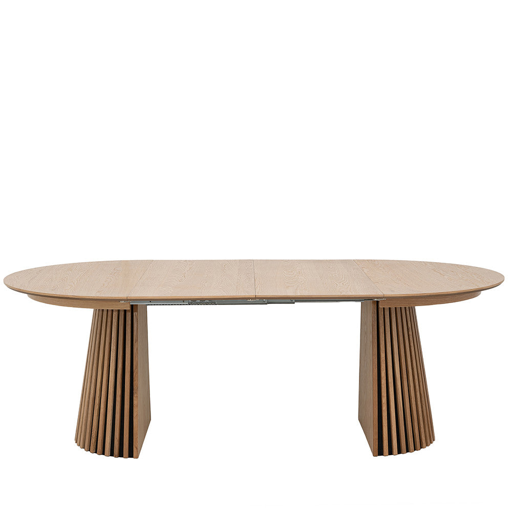 Table à manger extensible DRAWER Lea 4 à 8 personnes en bois clair ø120-200x120cm
