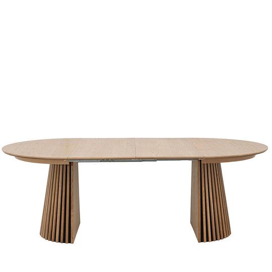 Table à manger extensible DRAWER Lea 4 à 8 personnes en bois clair ø120-200x120cm