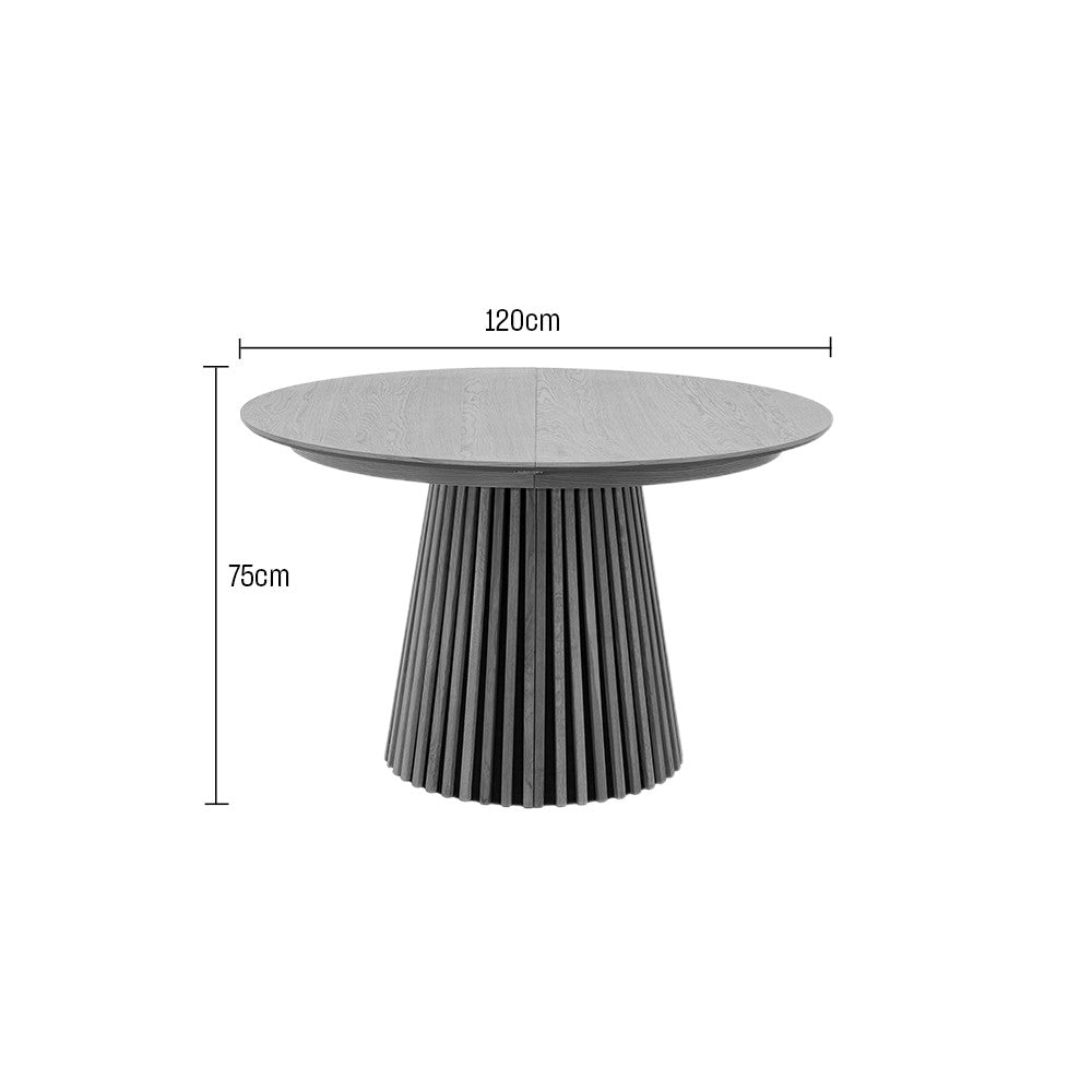Table à manger extensible DRAWER Lea 4 à 8 personnes en bois clair ø120-200x120cm