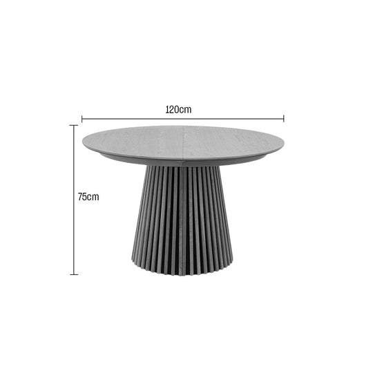 Table à manger extensible DRAWER Lea 4 à 8 personnes en bois clair ø120-200x120cm