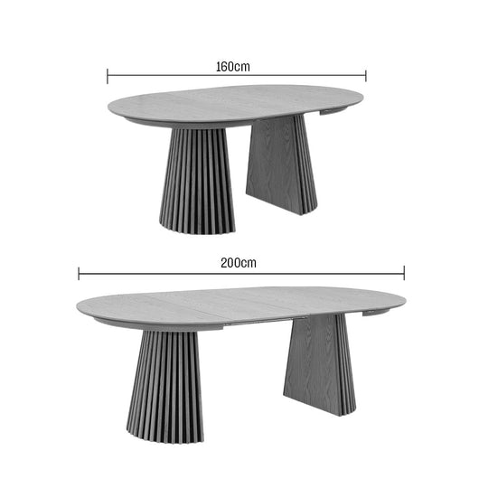 Table à manger extensible DRAWER Lea 4 à 8 personnes en bois clair ø120-200x120cm