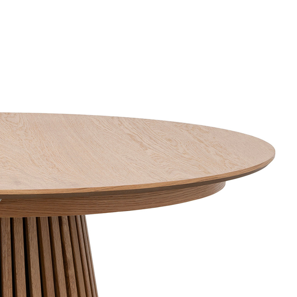 Table à manger extensible DRAWER Lea 4 à 8 personnes en bois clair ø120-200x120cm
