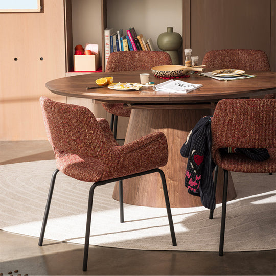 Table à manger extensible ovale DRAWER Cami 6 à 8 personnes en bois foncé
