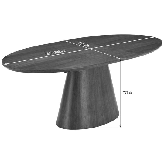 Table à manger extensible ovale DRAWER Cami 6 à 8 personnes en bois foncé