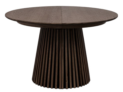 Table à manger Freya BESTMOBILIER ronde extensible effet bois foncé 4 à 8 personnes