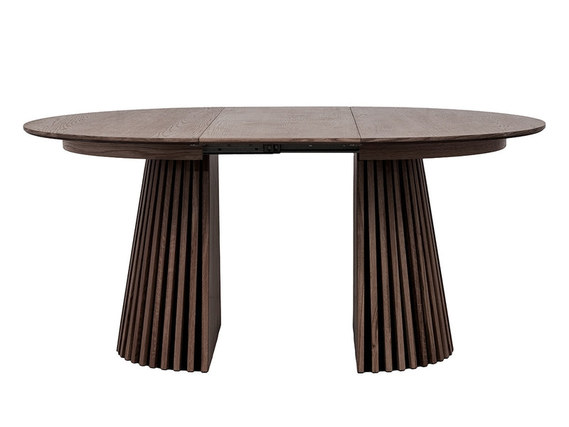 Table à manger Freya BESTMOBILIER ronde extensible effet bois foncé 4 à 8 personnes