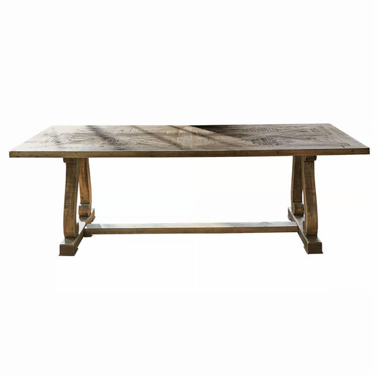 Table à manger LOBERON Campbelltown en bois de sapin revalorisé avec motif intarsia