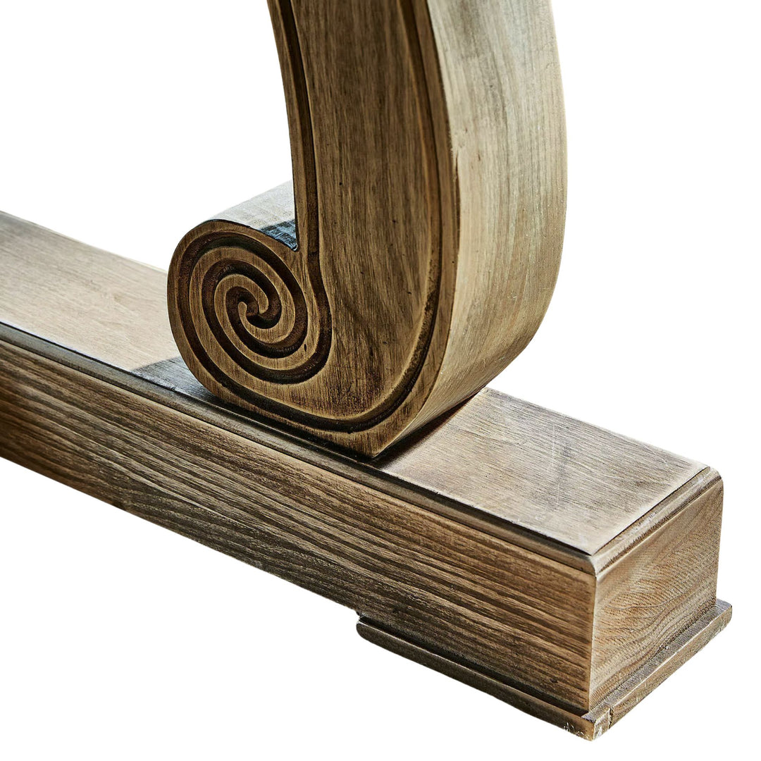 Table à manger LOBERON Campbelltown en bois de sapin revalorisé avec motif intarsia