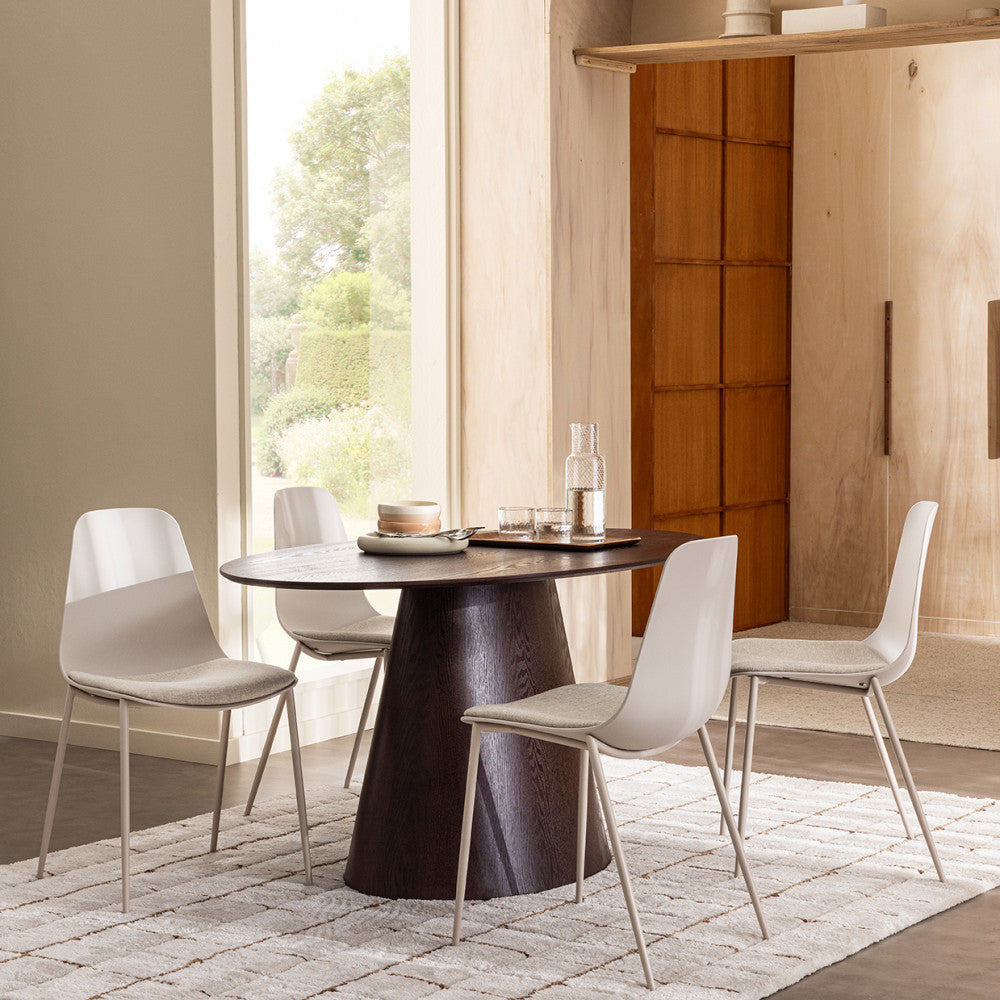 Drawer- Table à manger BOLTON ovale en bois foncé 160x90cm