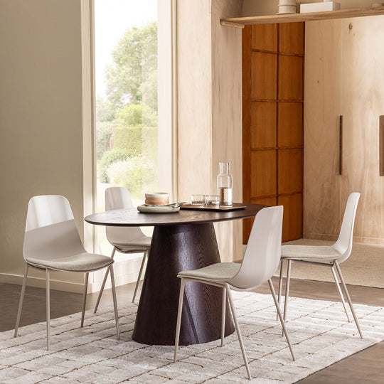 Drawer- Table à manger BOLTON ovale en bois foncé 160x90cm