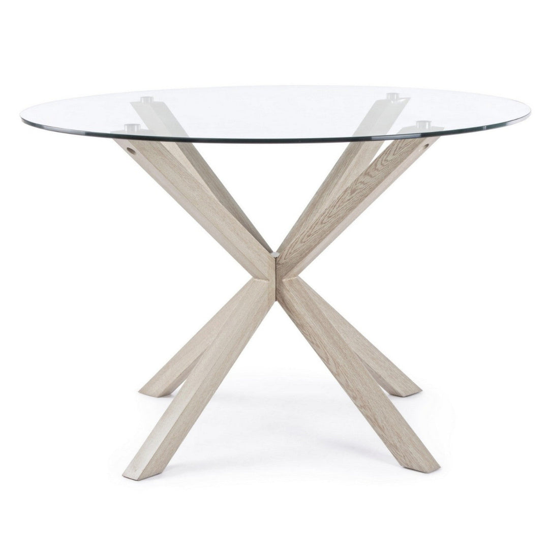 Table à manger Agno ronde en verre 5 places Ø114 cm