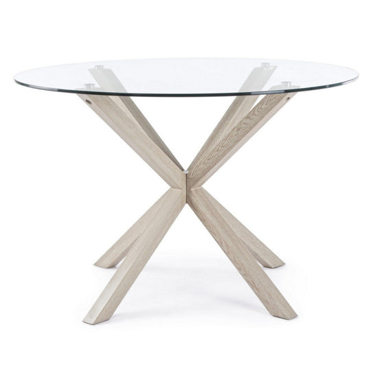 Table à manger Agno ronde en verre 5 places Ø114 cm