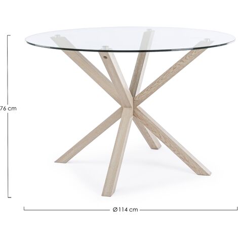 Table à manger Agno ronde en verre 5 places Ø114 cm