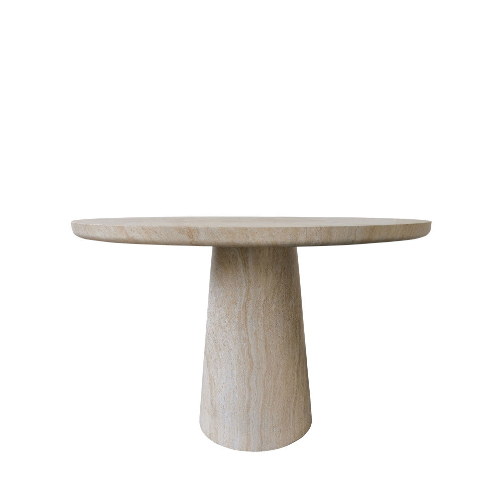 Table à manger Danli 4 personnes ronde effet travertin