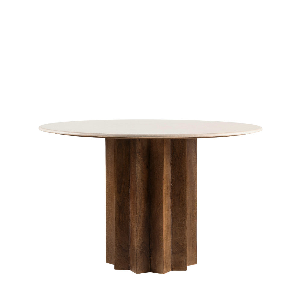 Table à manger DRAWER Sorong 4 personnes ronde en marbre et bois massif