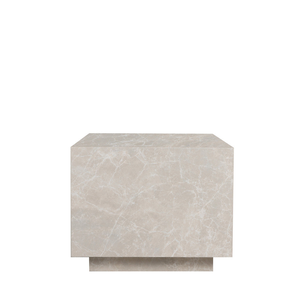Table d'appoint DRAWER Lipani carrée effet marbre 40x40cm beige