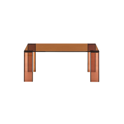 Table auxiliaire KAVE HOME Adularia en verre trempé marron 85x85 cm