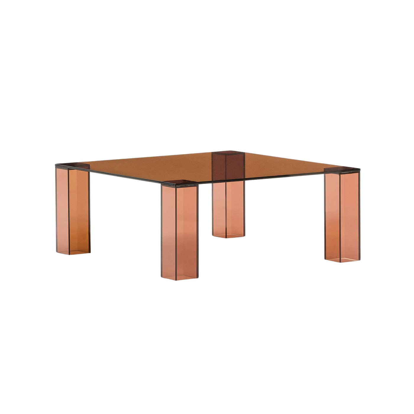 Table auxiliaire KAVE HOME Adularia en verre trempé marron 85x85 cm