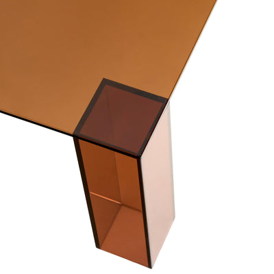 Table auxiliaire KAVE HOME Adularia en verre trempé marron 85x85 cm