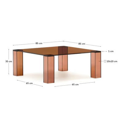 Table auxiliaire KAVE HOME Adularia en verre trempé marron 85x85 cm