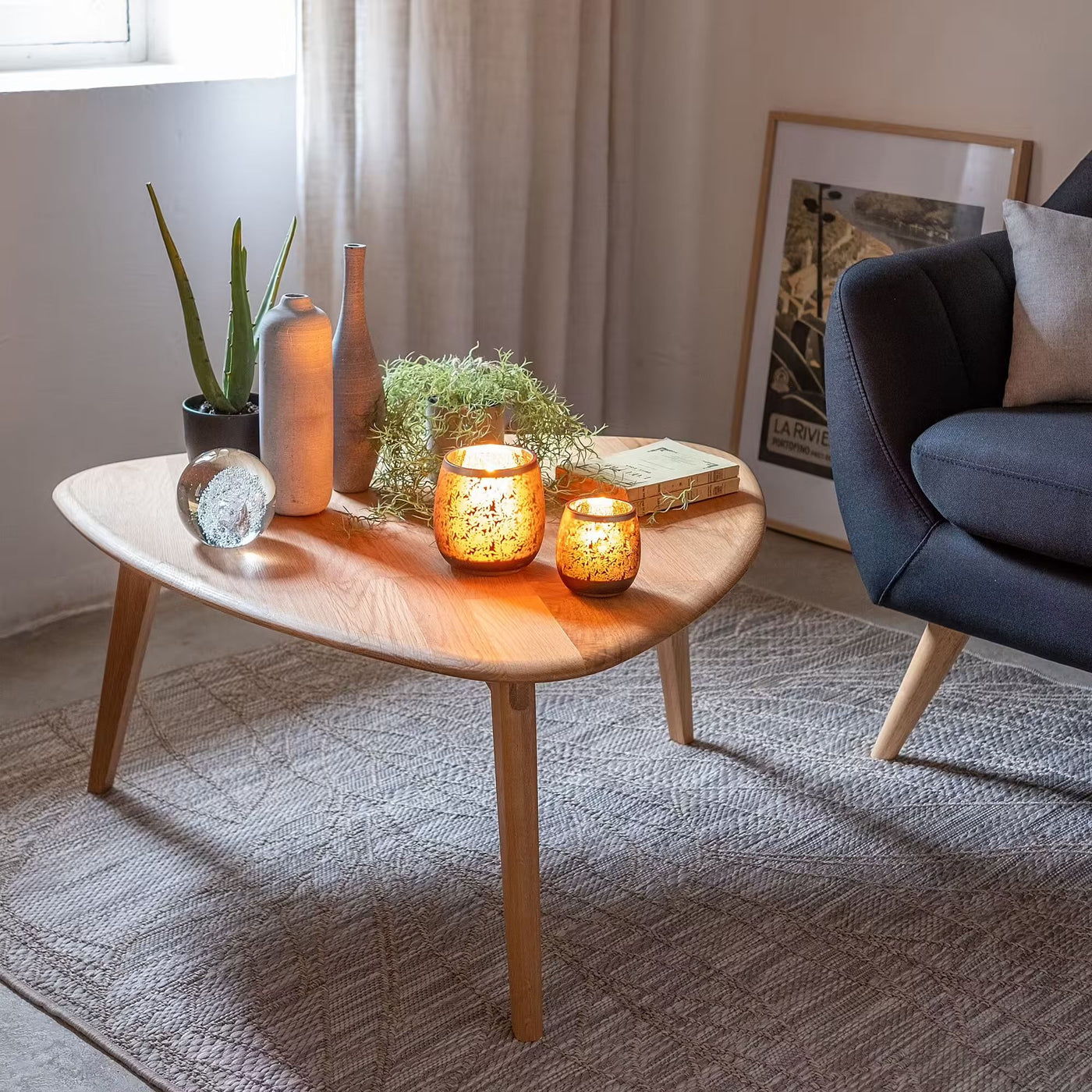 Table basse ALINEA Lagos triangulaire en chêne massif - bois clair