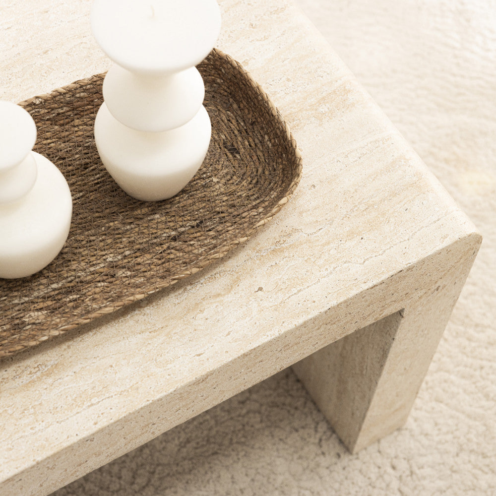 Table basse DRAWER Tocoa effet travertin 120x55cm