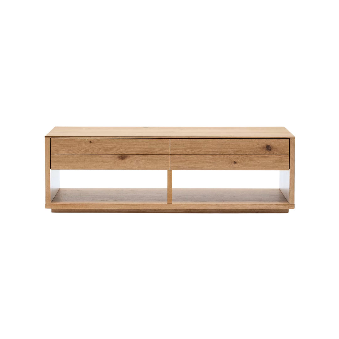 Table basse KAVE HOME Alguema 2 tiroirs en placage de chêne finition naturelle 140 x 60 cm