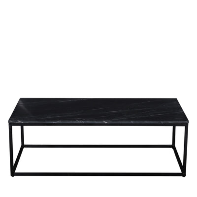 Table basse DRAWER Saku en marbre Noir et métal 120x65cm