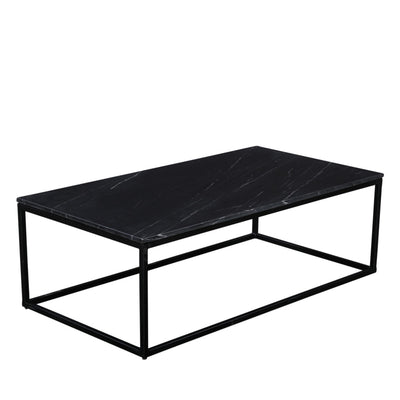 Table basse DRAWER Saku en marbre Noir et métal 120x65cm