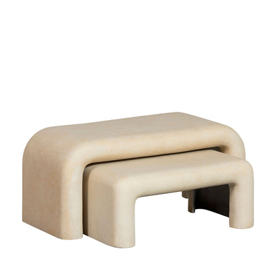 Lot de 2 tables basses organiques DRAWER Stani effet béton Beige