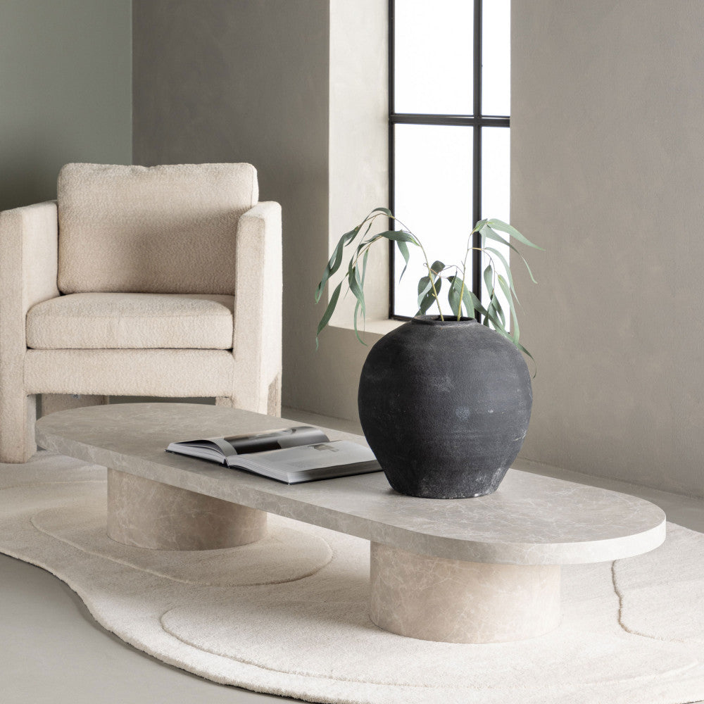 Table basse DRAWER Narvik ovale effet marbre 190x60cm