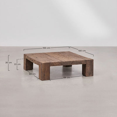 Table basse SKLUM Juvira rectangulaire 100x100 cm en bois de Juvira recyclé