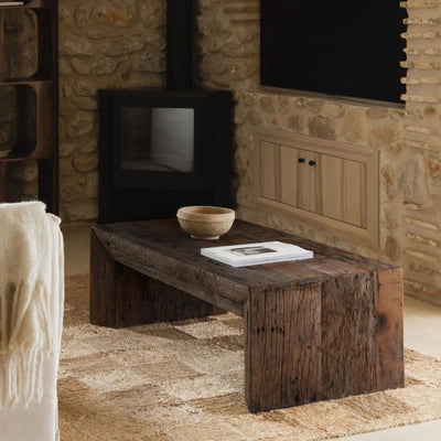 Table basse SKLUM Juvira rectangulaire 120x60 cm en bois de Juvira recyclé