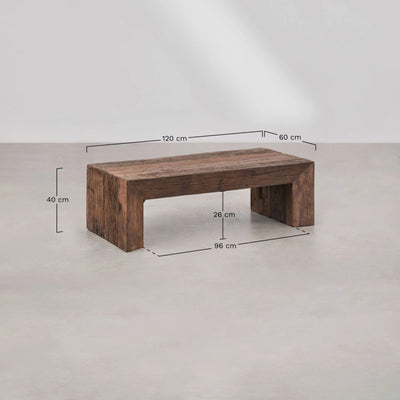 Table basse SKLUM Juvira rectangulaire 120x60 cm en bois de Juvira recyclé