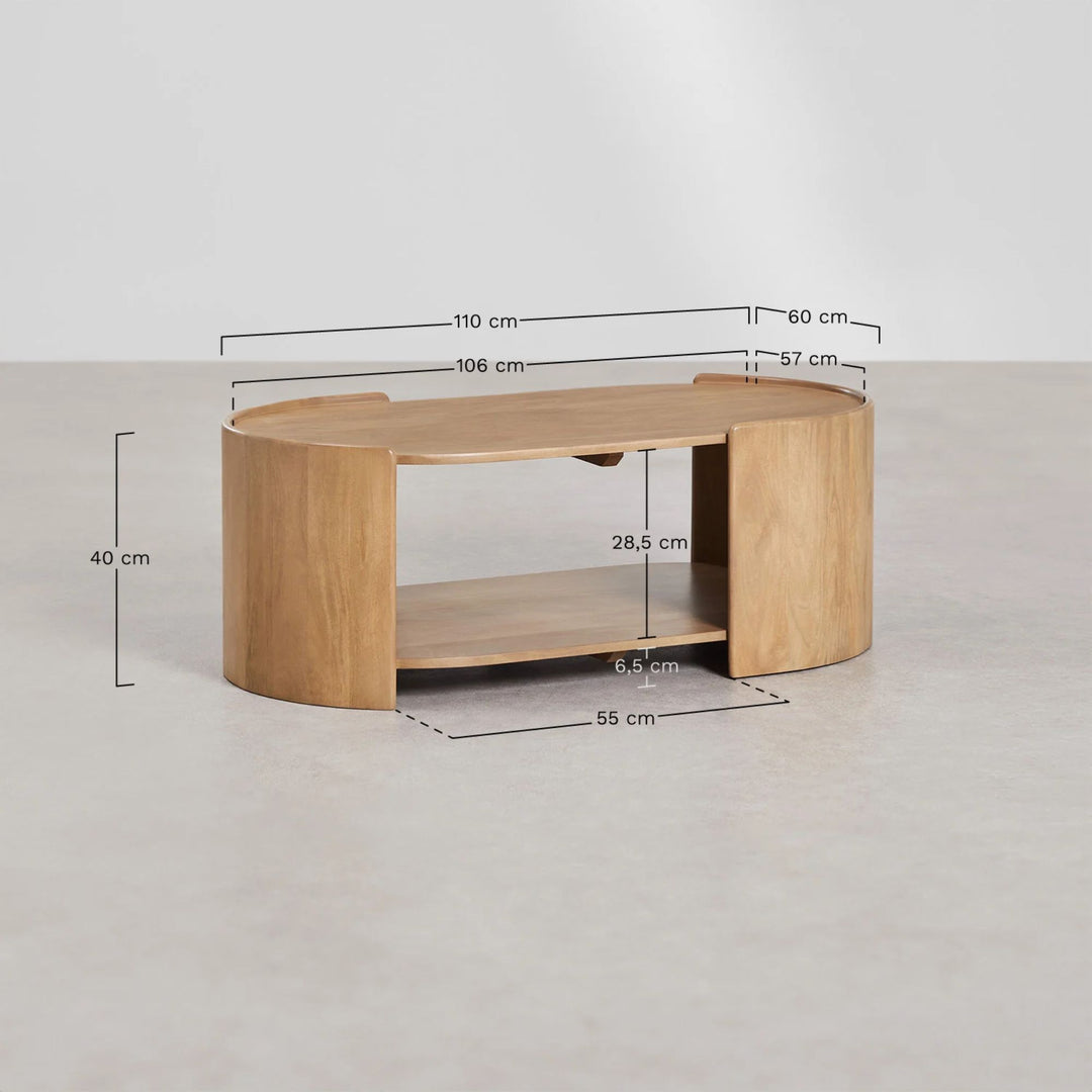 Table basse SKLUM Sidney ovale en bois de manguier 110x60cm