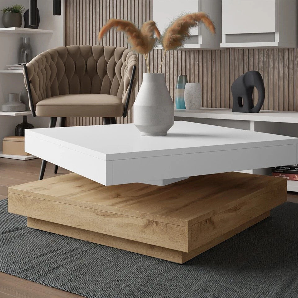 Table basse MOBILIER 1 transformateur Comfivo 385 (Chêne wotan + Blanc)