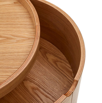 Table de chevet KAVE HOME Octavia en contreplaqué de frêne FSC Mix Credit Ø 55 cm