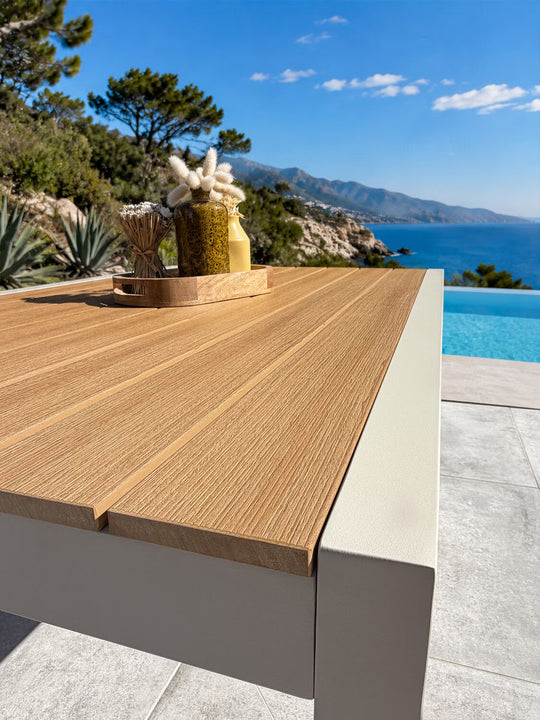 Table de jardin DCB GARDEN Tonga en aluminium grège 170x80cm