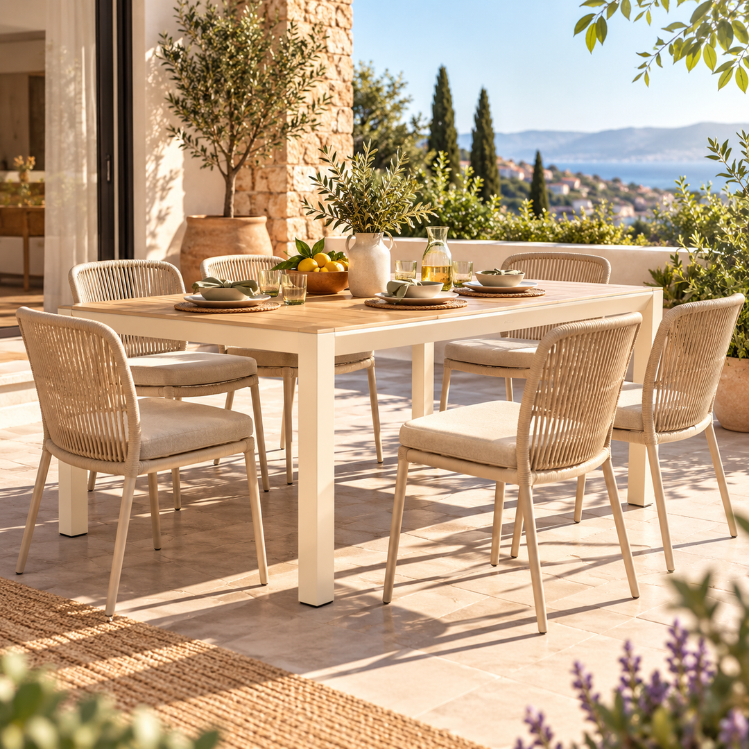 Table de jardin DCB GARDEN Tonga en aluminium grège 170x80cm