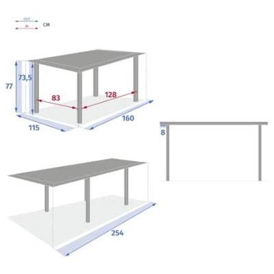 Table de jardin extensible HESPERIDE Allure gris & blanc 10 places en aluminium traité époxy