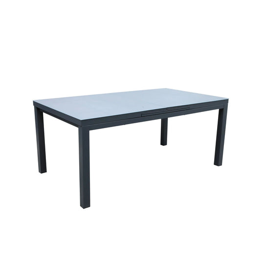 Table de Jardin HYBA Extensible 180/240x100cm en Aluminium Gris foncé et Verre Canberra